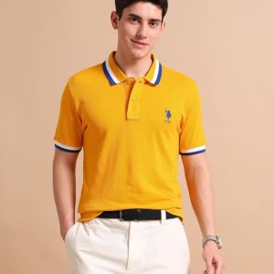 ASSN. Solid Slim Fit Polo T Shirts for Men - 100% Cotton, Half Sleeves Mens Tshirt